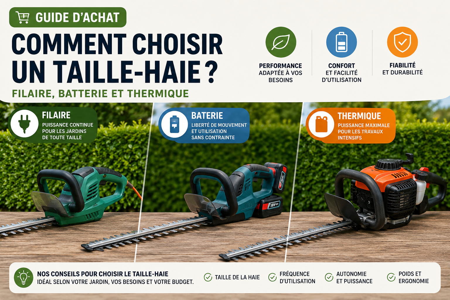 Guide achat taille haie filaire-batterie-thermique