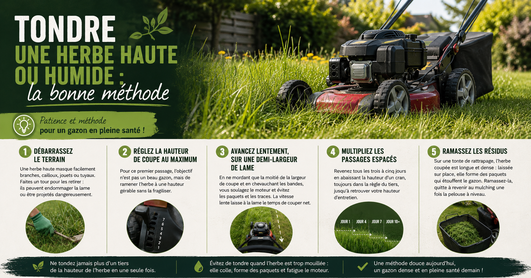 Tondre une herbe haute ou humide